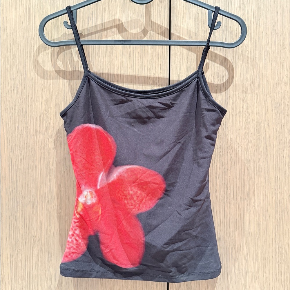 Glassons Black and Red Floral Camisole